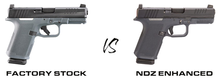 Side-by-side comparison of stock vs. NDZ upgraded parts