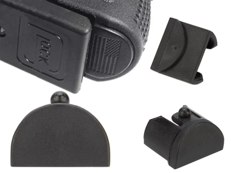 NDZ Grip Plug P1 for Glock GEN 1-3 17, 17L, 19, 20, 21, 22, 23, 24, 31, 32, 34, 35, 36, 38 (*LZ), shown for the Glock 17 Gen 3 grip plug fitment guide.