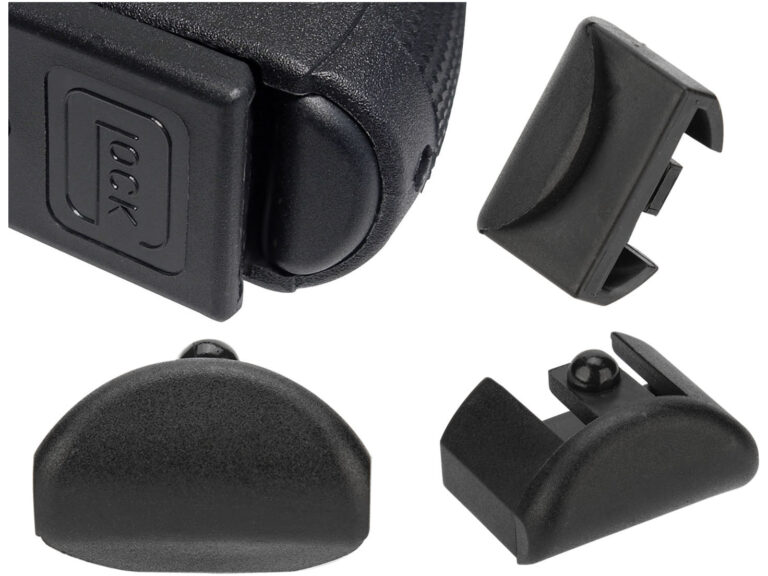 NDZ Grip Plug P6 for Glock 17, 19, 22, 23, 24, 31, 32, 34, 35, 37 GEN 4-5 (*LZ), shown for the Glock 19 Gen 5 grip plug fitment guide.