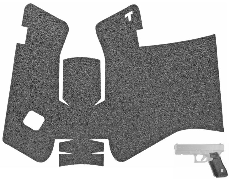Talon Rubber Grip for Glock Gen 5 17 19X 22 24 31 34 35 37 45 47 Medium Backstrap, Black, shown for the Glock 45 Gen 5 grip fitment guide.
