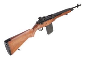 CMP M14 rifle right side profile with walnut stock and 20-round magazine